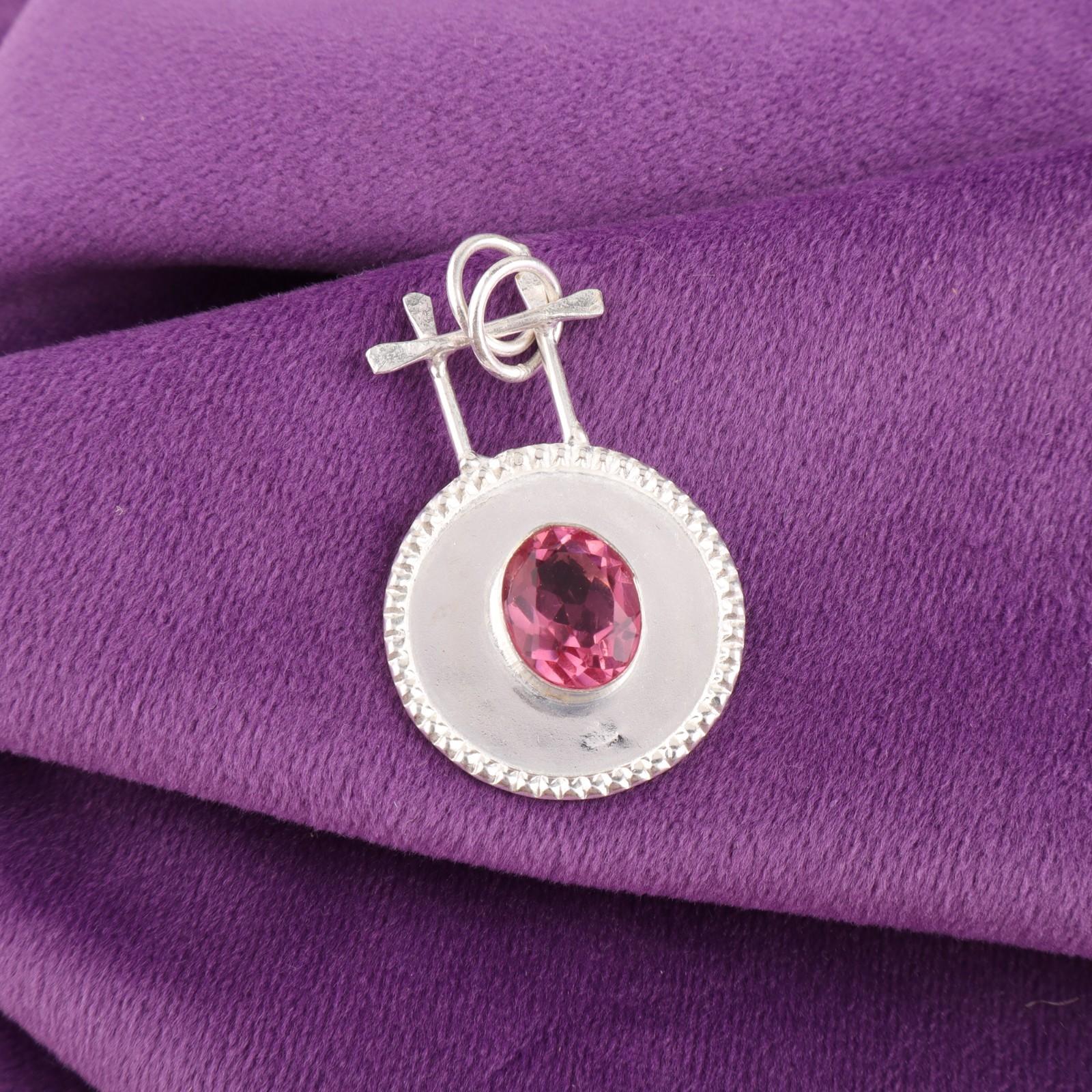 

Камень Розовый Турмалин Чакра Сердца Свадебный Подарок Новый Кулон Серебро 925 пробы PP-57-11