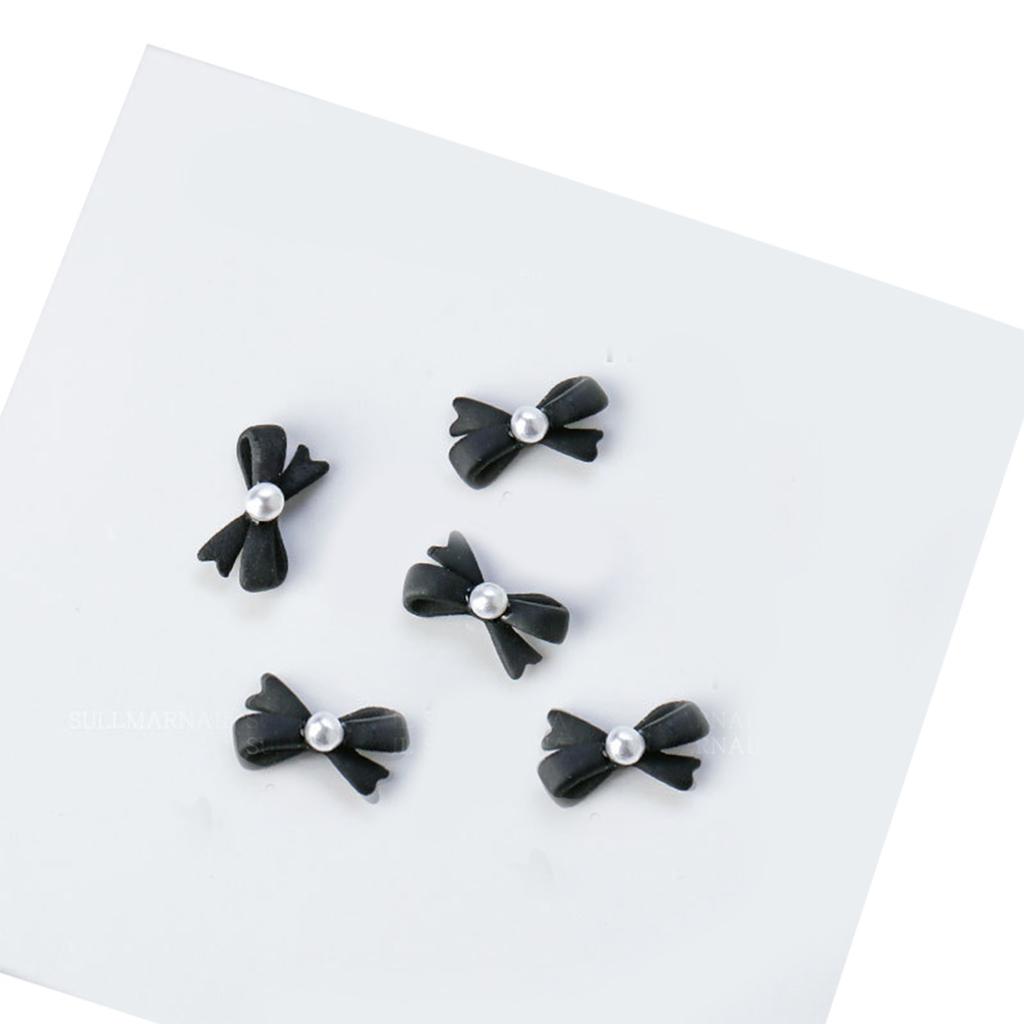 5Pcs Metal Nail Art Studs 3D Nail Art Charms Metal Nail Art Jewelry Decorations Pearls Bows Nail Decoration Accessories