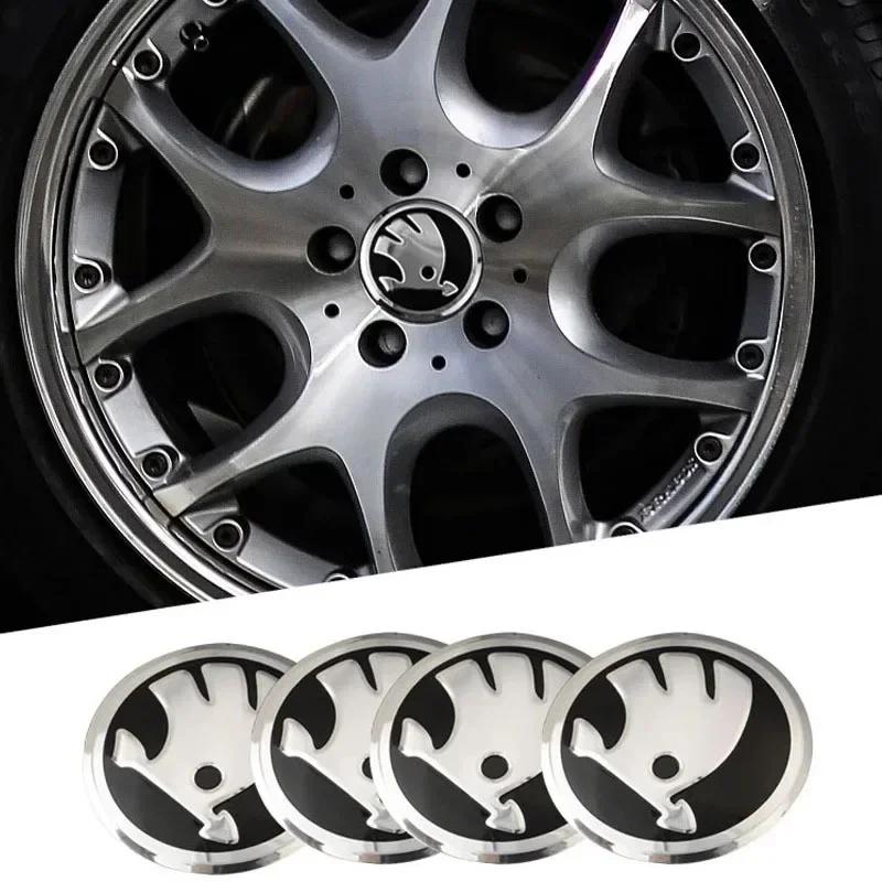 Naklejka na Samochód 2025 Gorące 4 szt. 56mm 65mm Naklejka z Emblematem Środka Koła Samochodowego dla Skoda Octavia A5 A7 RS Fabia Superb AKCESORIA SAMOCHODOWE