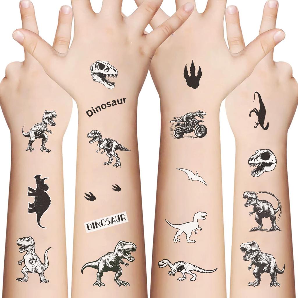New Black and White Dinosaur Luminous Tattoo Stickers Waterproof Party Gift Funny Face Stickers