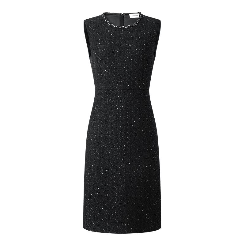 PORTS Women's Beaded Collar Waist-Cinched Dress