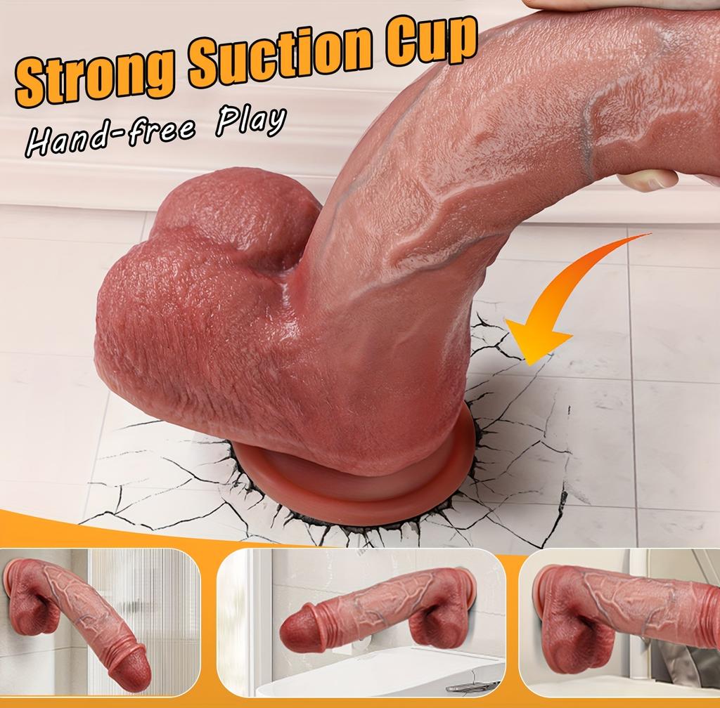 28CM Extra Long Female Simulated Penis Double Layer Liquid Silicone Dildo Realistic Female Masturbator Sex Toys Male Anal Plug Female Vaginal Plug