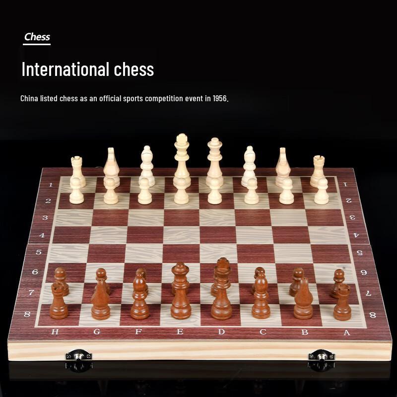 Yingyuan Jiabao 3-in-1 Holzschach, Dame & Backgammon Set