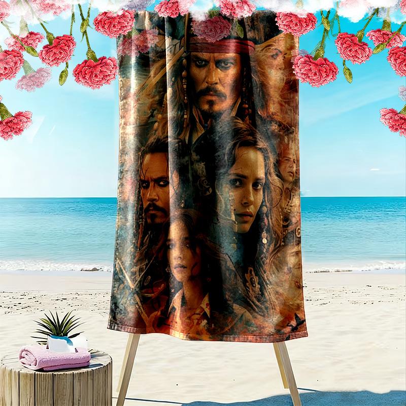 Captain Jack Print Beach Towel, Large Soft Quick Dry Towel for Beach Camping Swimming