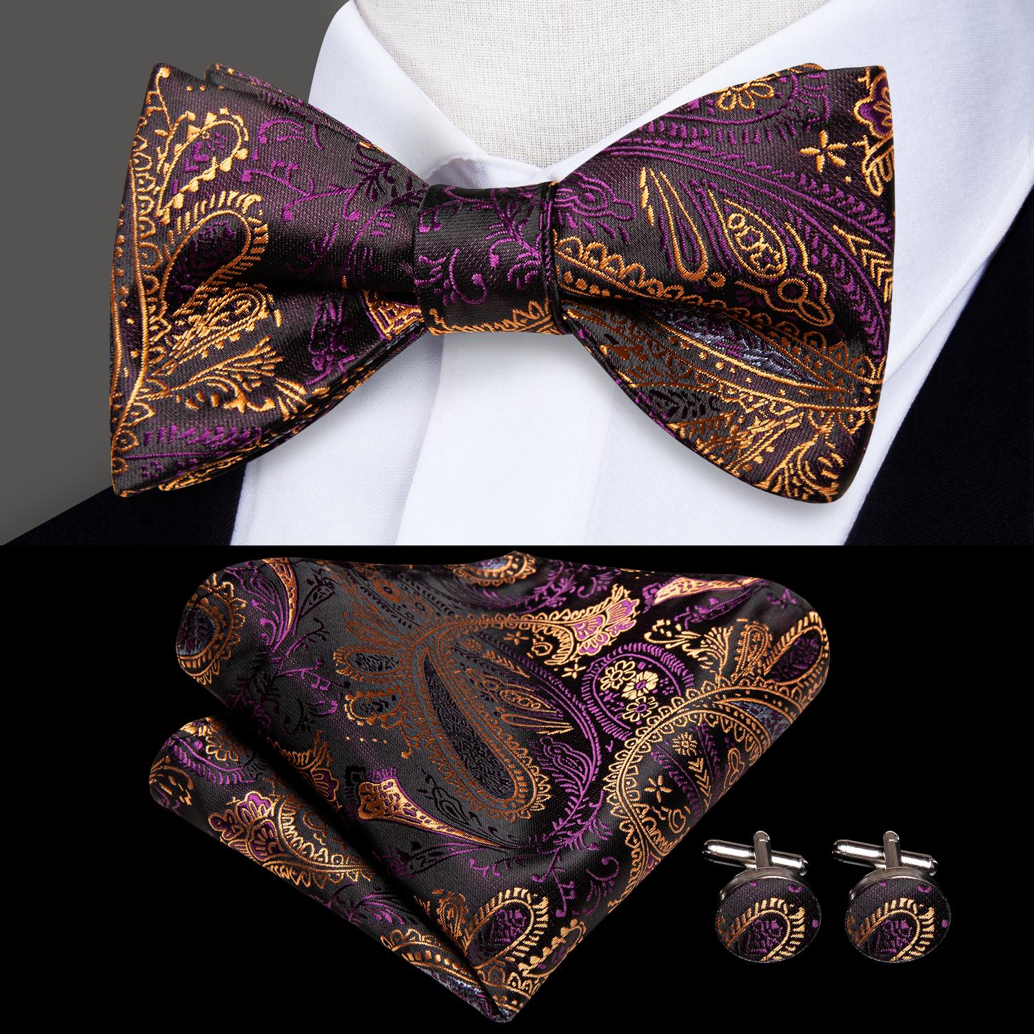

Регулируемый галстук-бабочка Hi-Tie для мужчин, шелковый галстук с цветочным принтом в стиле пейсли, классический мужской галстук-бабочка для свадебной вечеринки, золотисто-красный комплект галстуков-бабочек LH-2048