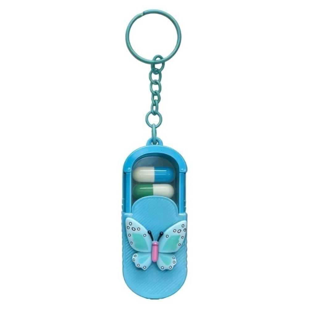 

Outdoor Pill Storage Container Keychain Pendant Pill Organizer Medicine Holder Box Office Use синий
