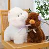 White And Cute Brown Alpaca Plush Toys With Scarves For Children Companionship