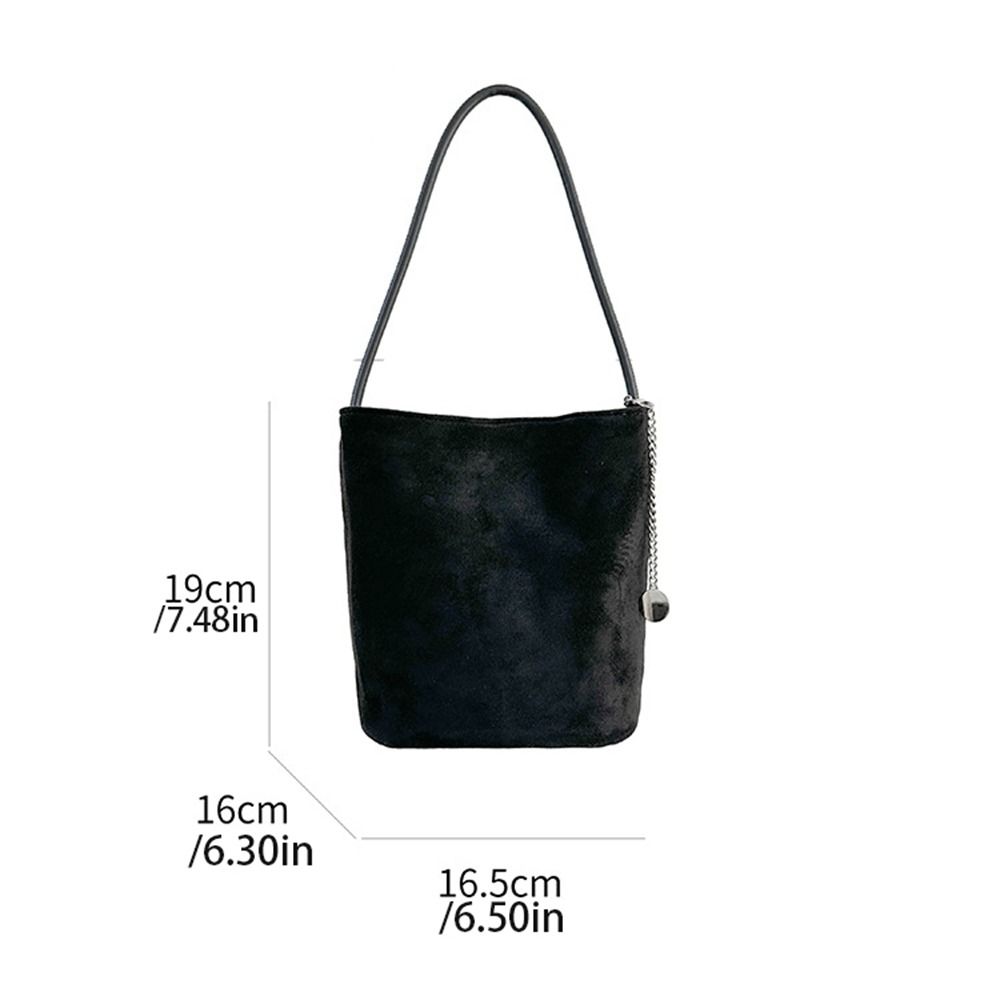 Pure Color Suede Bucket Bag Purse Underarm Bag Vintage Matte Pu Leather Shoulder Bag Streetwear