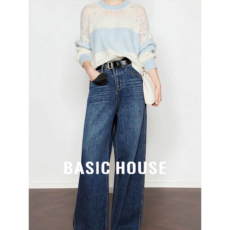 Basic House Women s High-Waisted Wide-Leg Relaxed Fit Denim Jeans XL