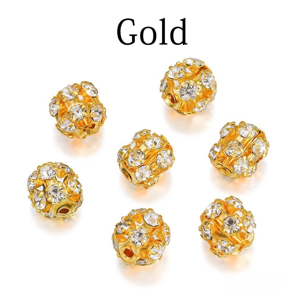 

30 шт./лот, стеклянные шарики со стразами и медью, имитирующие кристалл, круглые проставки, свободные бусины для браслета, принадлежности для изготовления ювелирных изделий 8mm