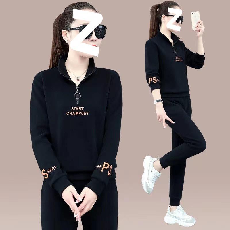 Trendy Two-piece Loose-fitting Crew-neck Hoodie Casual Set Sporty Casual Suit for Ladies Spring/autumn