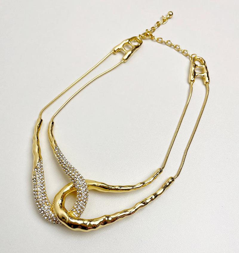 Sense U-shaped Cross Flash Diamond Splicing Chain Collar Light Luxury Fashionable Choker Neck Chain