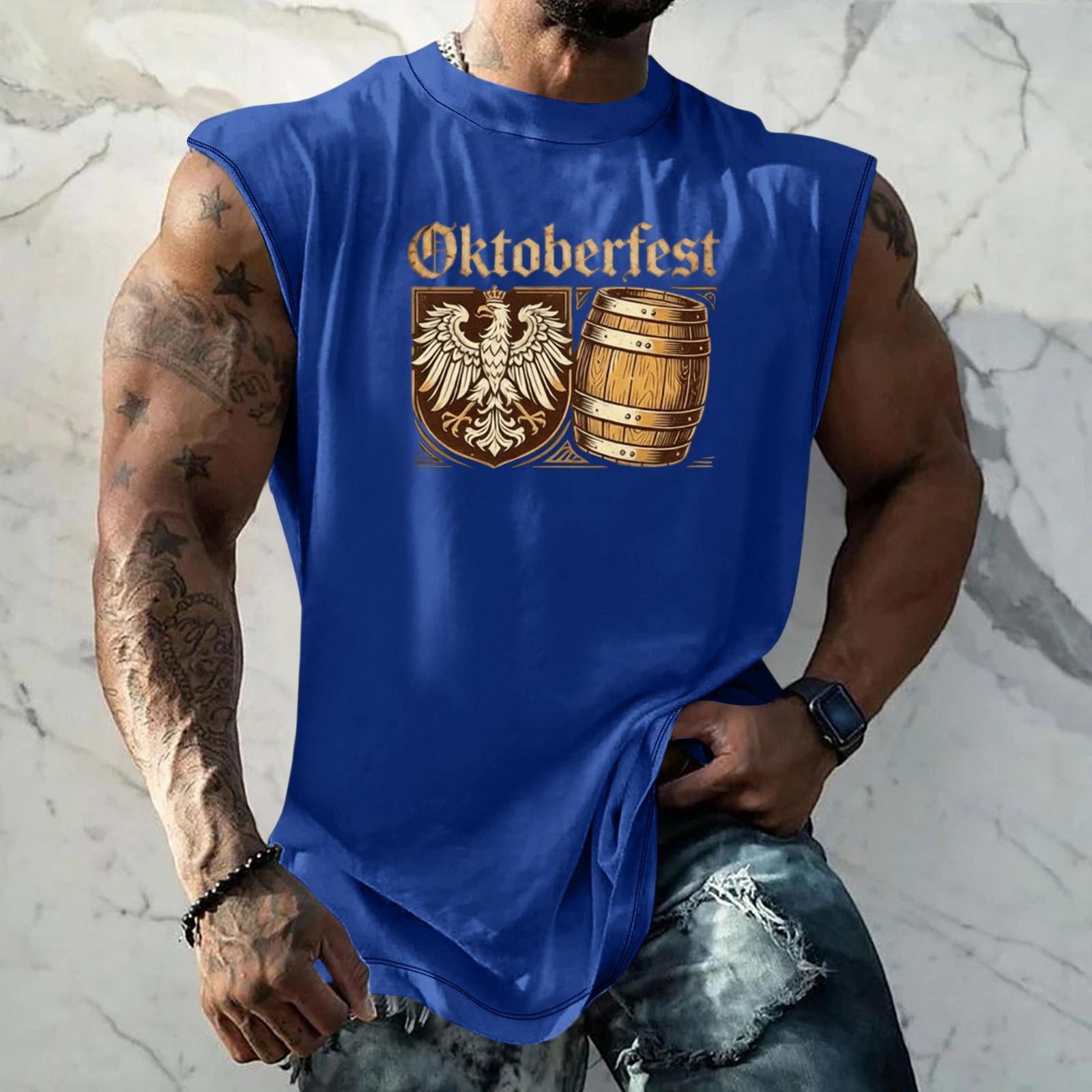 

Men Sleeveless Tank Top Oktoberfest Graphic Print Loose Fit Muscle Shirt Casual Streetwear Summer Workout Vest XL