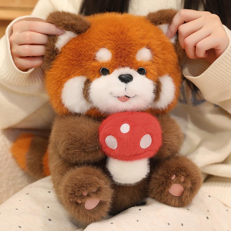 Cute Mushroom Raccoon Plush Doll Hotel Room Decorated Raccoon Zoo Souvenir Doll For Children