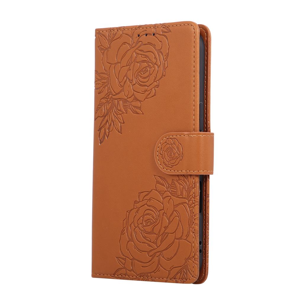 For iPhone 17 Air Case Rose Flower PU Leather Wallet Phone Cover with 3 Card Slots/Wrist Strap