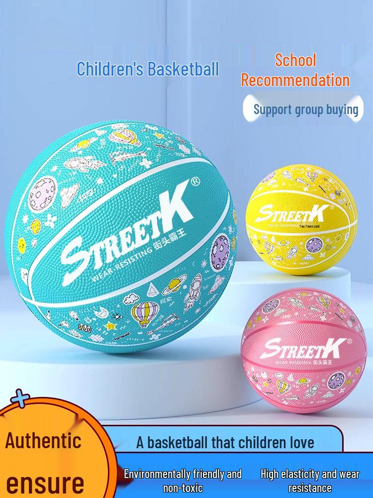 Children's Rubber Basketball - Sizes 3, 4, 5, 7, High Rebound, Wear-Resistant, Ideal for Kindergarten, Student Training & Competition.