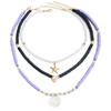 Soft Pottery Pearl Necklace Bohemian Purple Beaded Accessories Ocean Wind Starfish Stacked Neck Women
