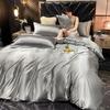 Solid Rayon Silk Bedding Set with Duvet Cover Bed Sheet Pillowcases Luxury King Single Double Couple Satin Pillow Case Bedsheet