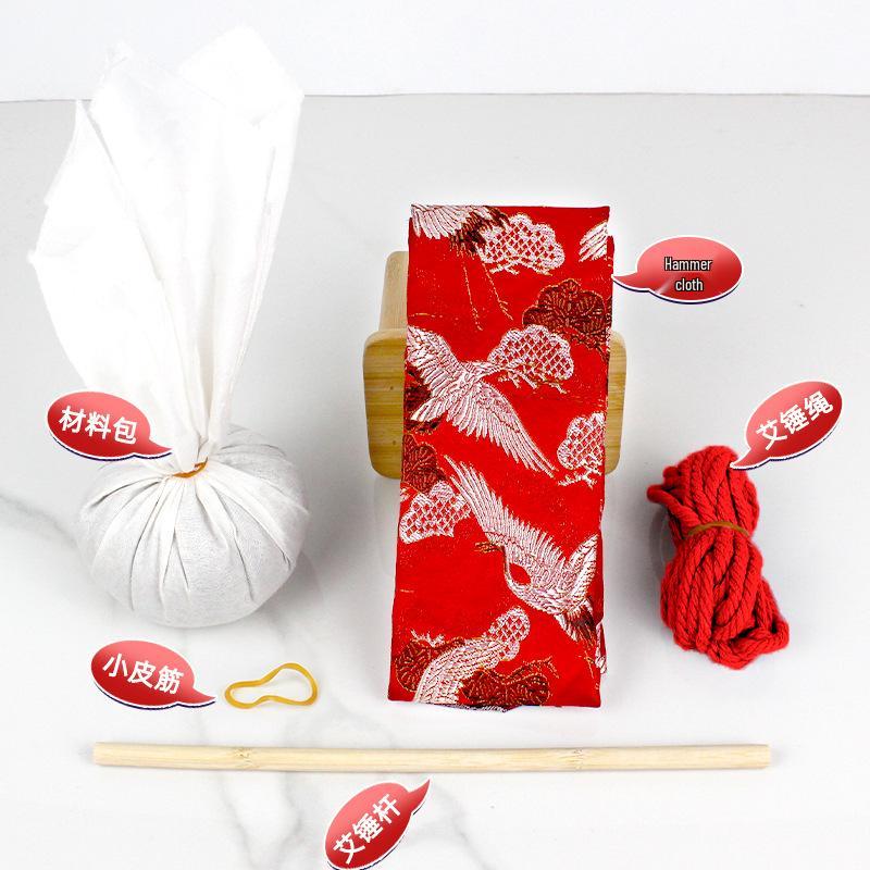 Year of the Horse Mugwort Meridian Massage Hammer - Solid Color Brocade Multifunctional Health Gift