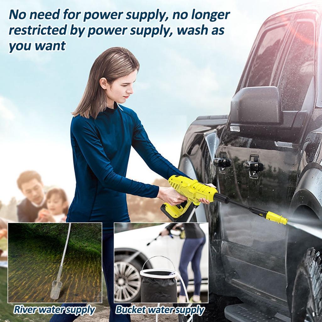 800W Handheld Auto Spray Powerful Car Washer Cordless High Pressure Car Washer Guns Garden Water Jet Foam Generator 2 Battery 24V