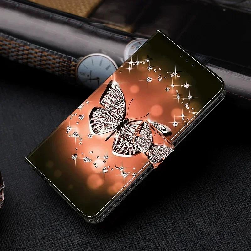 Magnetic Leather Funda For Samsung Galaxy S24 Ultra S23 Plus S22 S21 S20 FE Butterfly Flower Painted Card Slots Flip Phone Cover