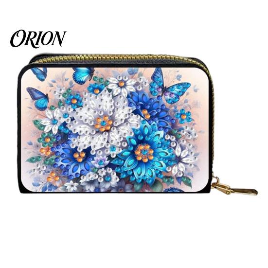 Personalized Card Case DIY Rhinestone Painting Holder, Faux Leather Coin Purse, Shining Holder Portable Mini Storage Pouch for Cards And Keys Handmade