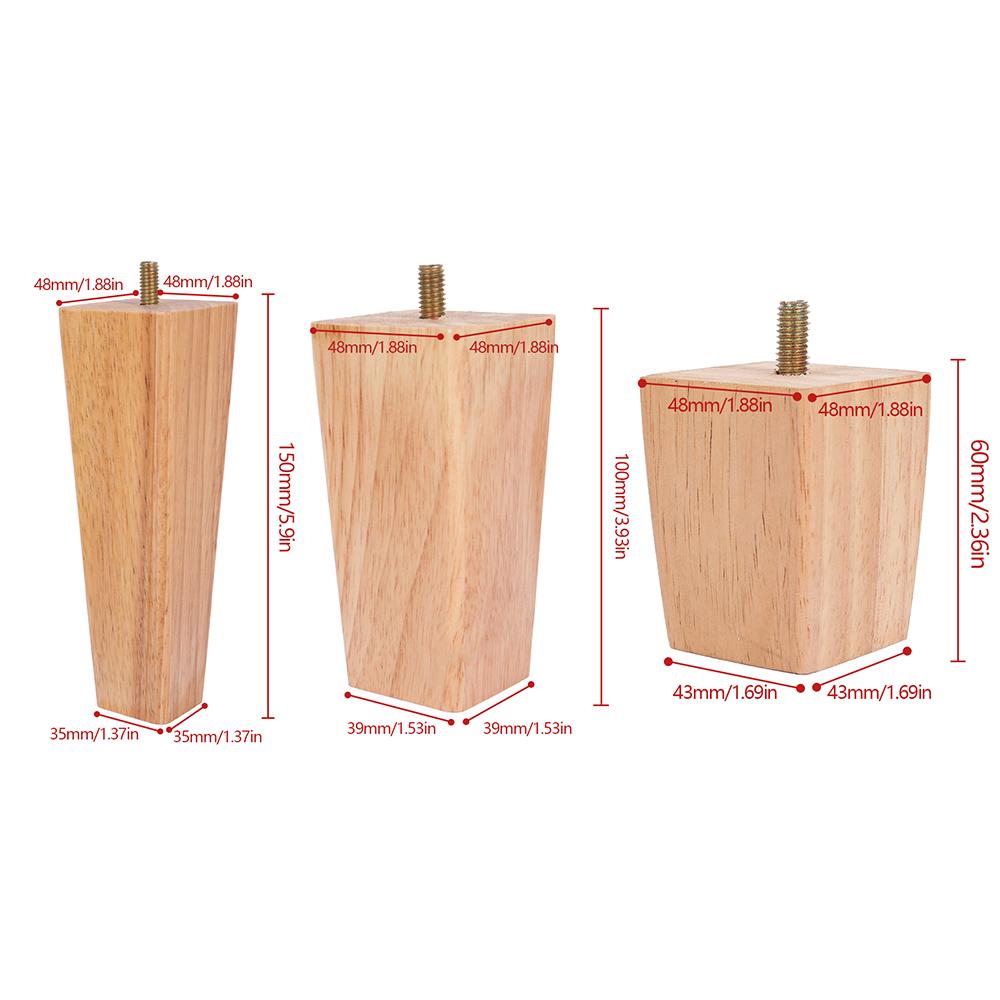 4 Stück 6/10/15cm Massivholz Möbel Füße Sofa Schrank Beine Quadrat Bett Tisch Stuhl Ersatzfüße Heim Möbel Zubehör
