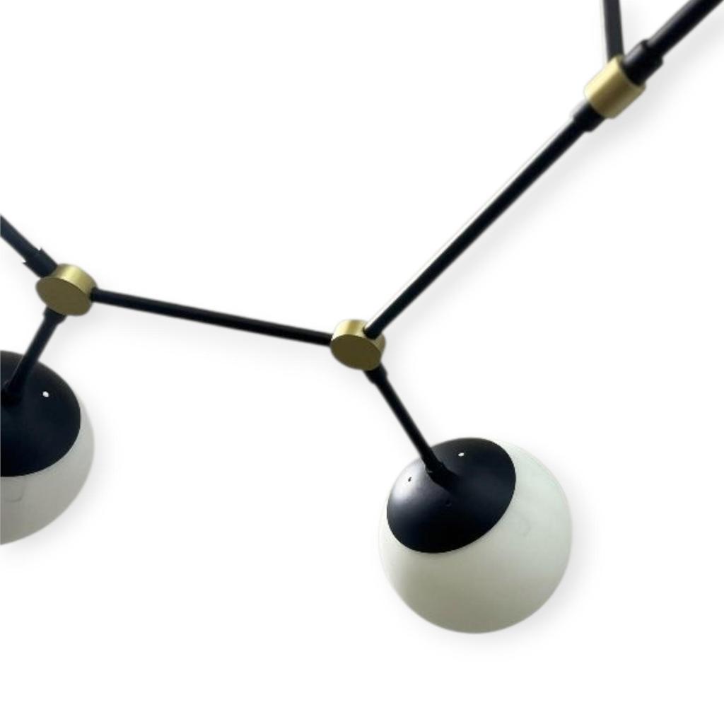 Modern 6 Light Chandelier Large Globe Ceiling Light Fixture Mid Century Black & Brass Sputnik Lighting Home Decor Lighting Gift