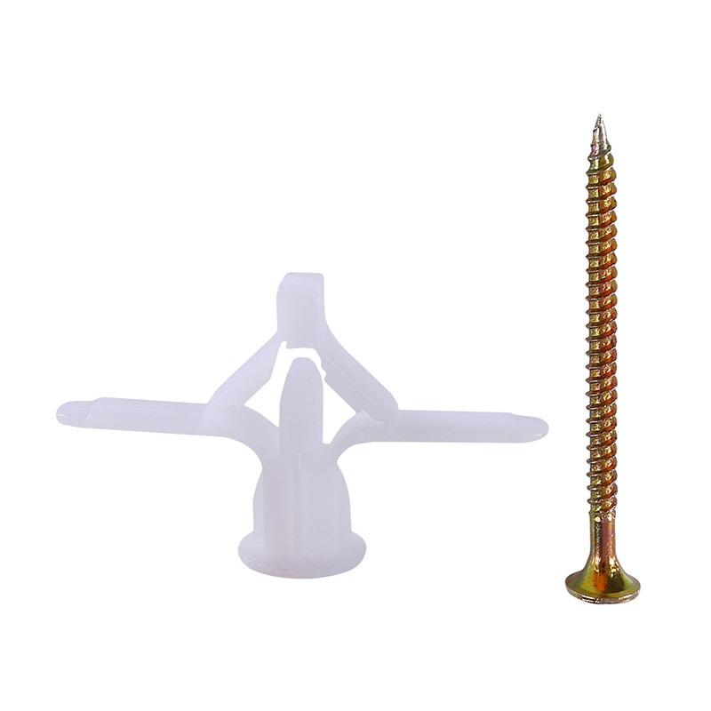 50/100pcs Plastic Toggle Anchor With Screw M4 Curtain Drywall Wall Cable Plug Aircraft Expansion Pipe Anchor Bolt Accessories