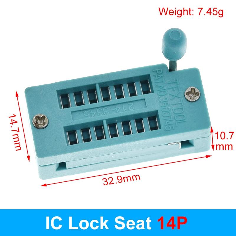 1/2/5pcs/lot 14 16 18 20 24 28 32 40 P Pin 2.54 MM Green DIP Universal ZIF IC Socket Test Solder Type IC lock seat zif socket
