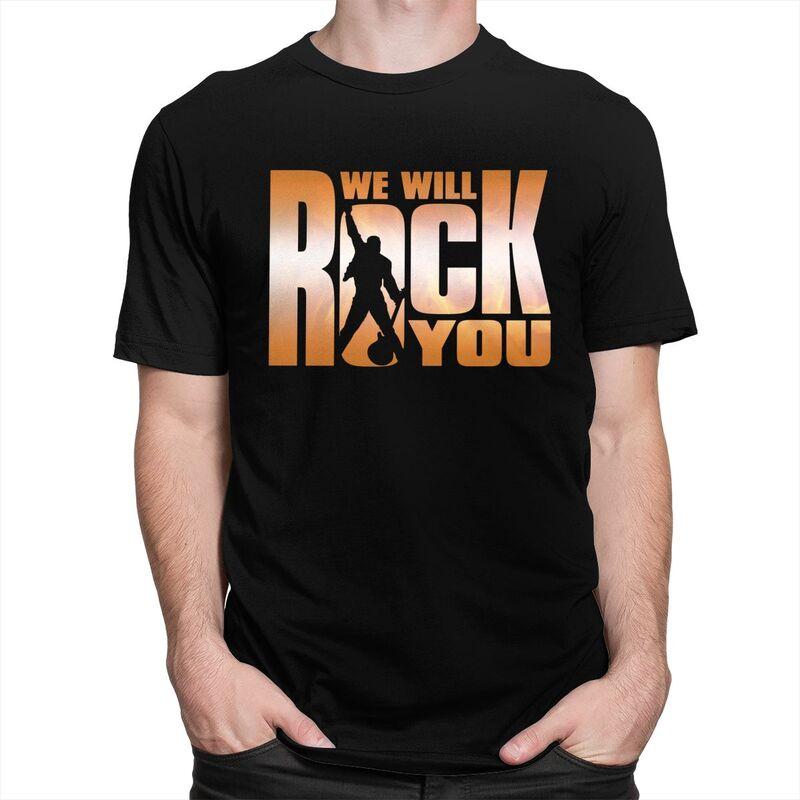 Custom We Will Rock You T Shirts Men 100 Cotton Tees Queen Rock Band Tshirts ShortSleeve Fashion Tshirt Clothing