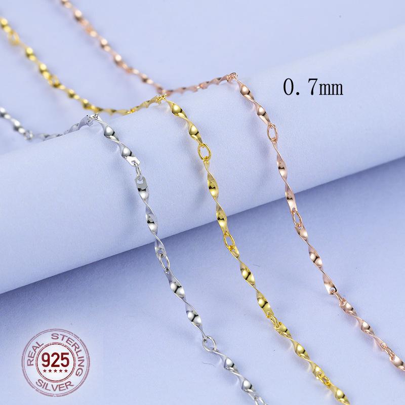 1pcs Genuine 925 Silver Singapore Box Snake Chain Necklace for Woman 40+5/40/45cm Basic Chain fit Pendant DIY Jewelry