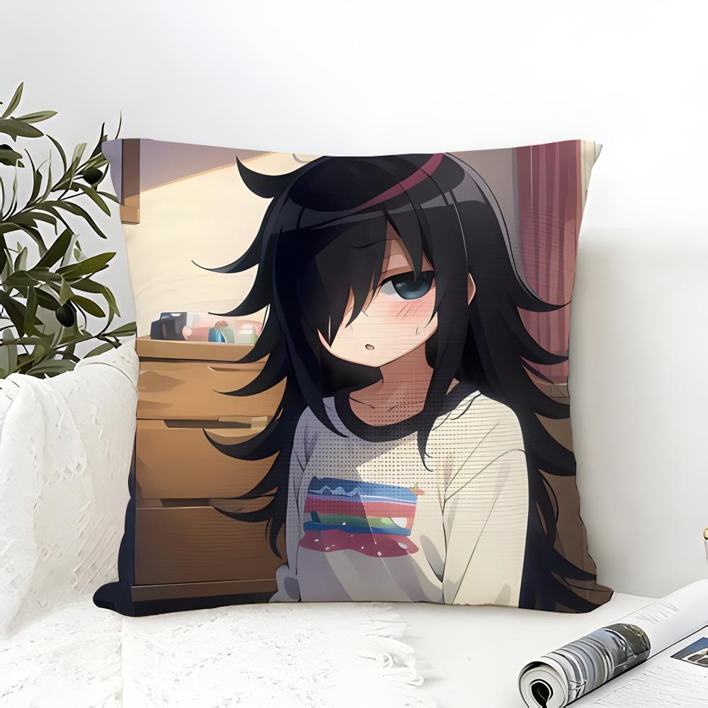 Anime Character Tomoko Kuroki Pillow Case Cotton Linen Fabric Square Zipper Pillowcase Home Decorative Living Room