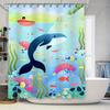 Animal Kingdom Bath Shower Curtain Set Blue Whale Fish Ocean Life Decor For Bathroom 72 Long Polyester Fabric With Plastic Hooks