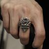 Adjustable Open Ring With Skull Rose Motif Vintage Style Plated Unisex Jewelry