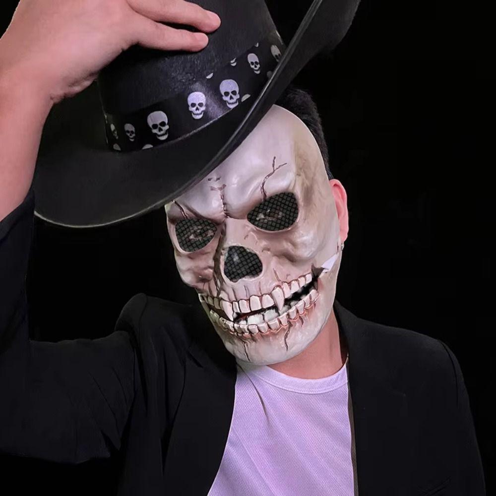 Realistic Halloween Skull Masks Adjustable Scary Skull Headgear  for Women Men