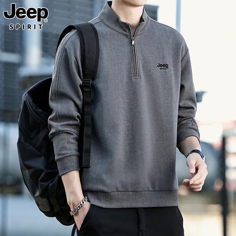 JEEP SPIRIT Men s Half-Zip Stand-Collar Sweatshirt 3XL