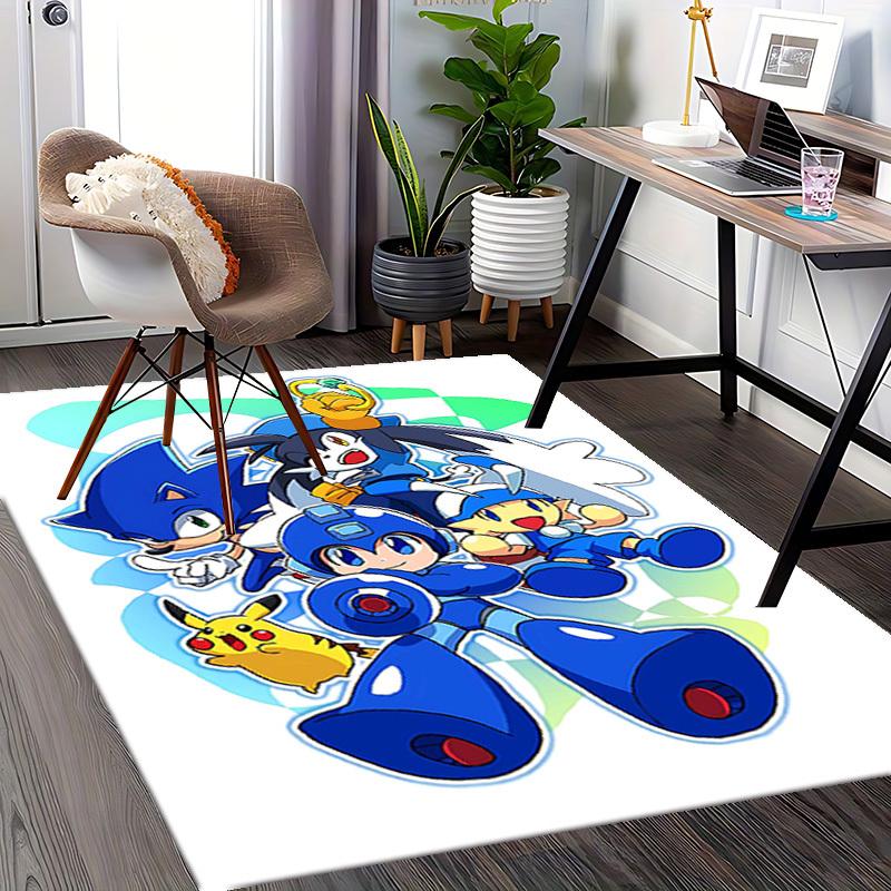 1pc Sonic, Mega Man, Pikachu Anime Cartoon Design Office Chair Mat - Non-Slip Carpet for Home Decor, Gaming Room, Seasonal Gift.Y055