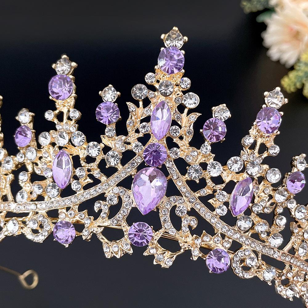 Bridal Crown Diamond Luxurious Prom Party Headband Headband Birthday Princess Hair Accessories Purple Crystal Crown