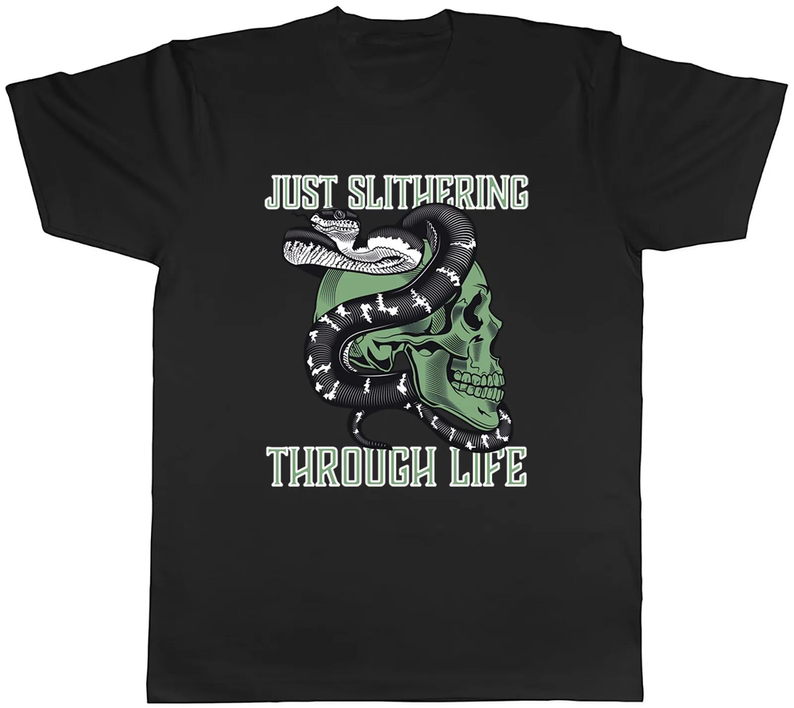 Snake Skull Graphic Tee Just Slithering Through Life Unisexs Breathable Cotton TShirt S