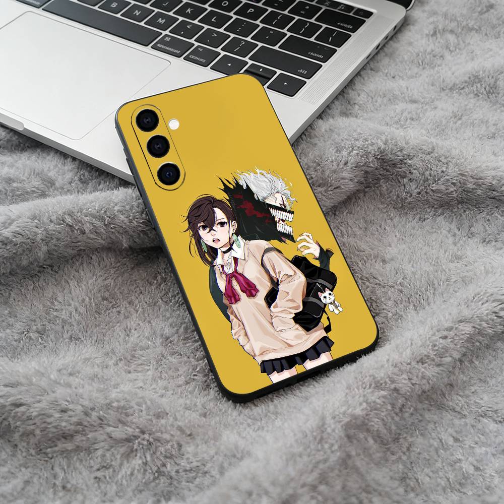 D-Dandadan- Momo Ayase- Okarun Black Soft Silicone Phone Case for Samsung Galaxy A73, A71, A72, A70, A53, A52, A51 Samsung a40