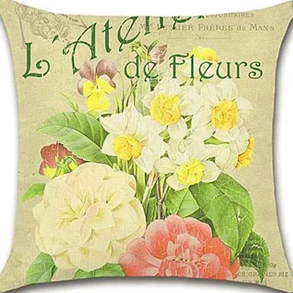 Retro Plant Floral Print Linen Pillow Case Home Living Room Sofa Car Cushion Pillow