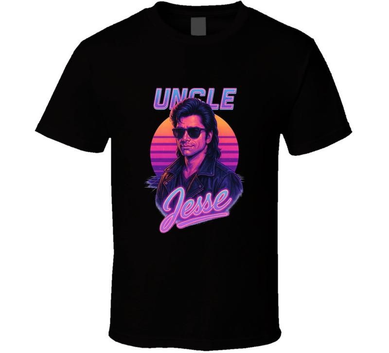 Farbror Jesse Full House Retro 80-tal Neon Porträtt TV Unisex T-shirt