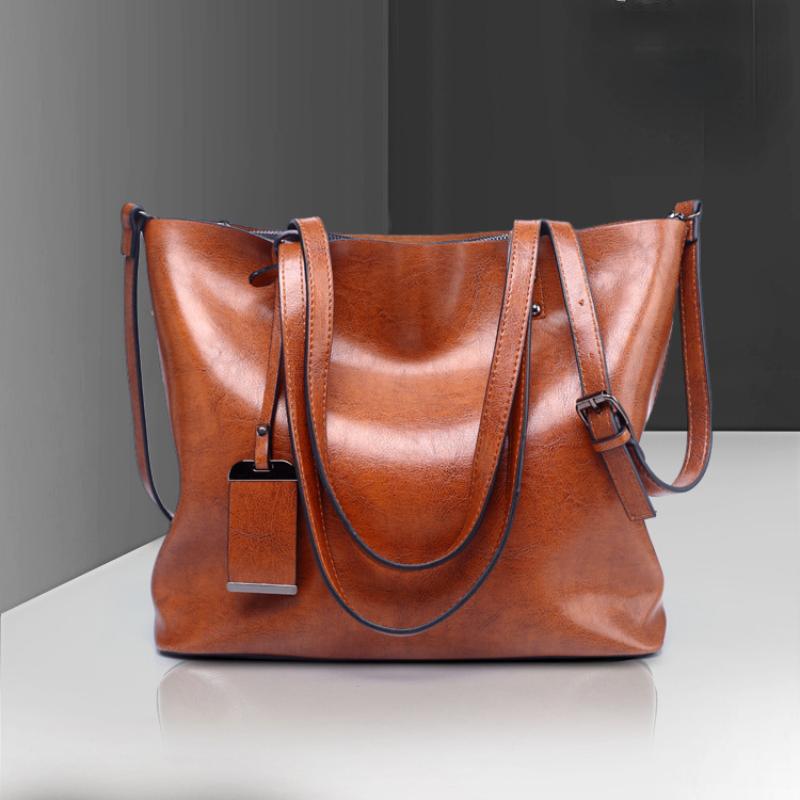 Moda feminina bolsas tote leve couro do plutônio bolsa de ombro retro cera óleo lidar com bolsa