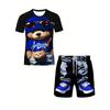 Summer Cartoon Toy Bear Print Fashionable Loose Sportswear Men's Daily Comfortable Two-piece Sport Wear