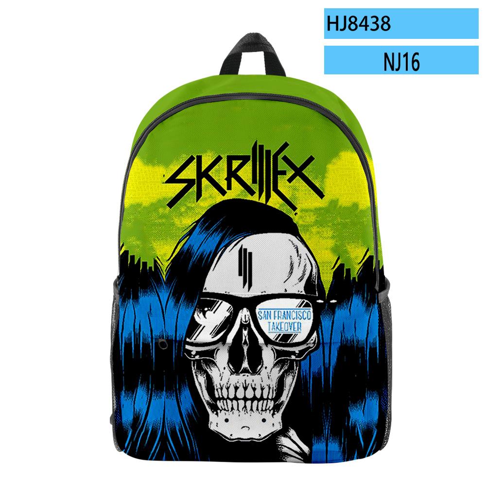 Sac à dos scolaire cool et original Skrillex DJ pupille Sacs à dos pour cahiers Impression 3D Oxford Imperméable Sacs à dos de voyage pour garçons/filles