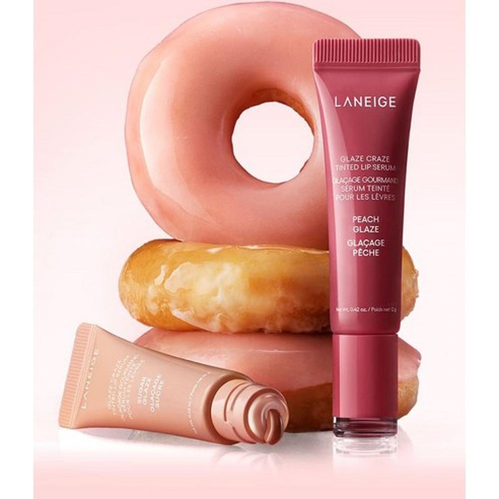 LANEIGE Glaze Craze Tinted Lip Serum 12g - Peach Glaze - Hydrating Glossy Lip Care, Korean