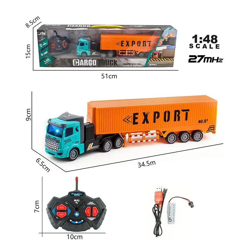 1/48 RC Container Truck Toy Kids Wireless Remote Control Heavy-duty Transport Truck Semi-trailer Tanker Dump Truck Car Model Toy