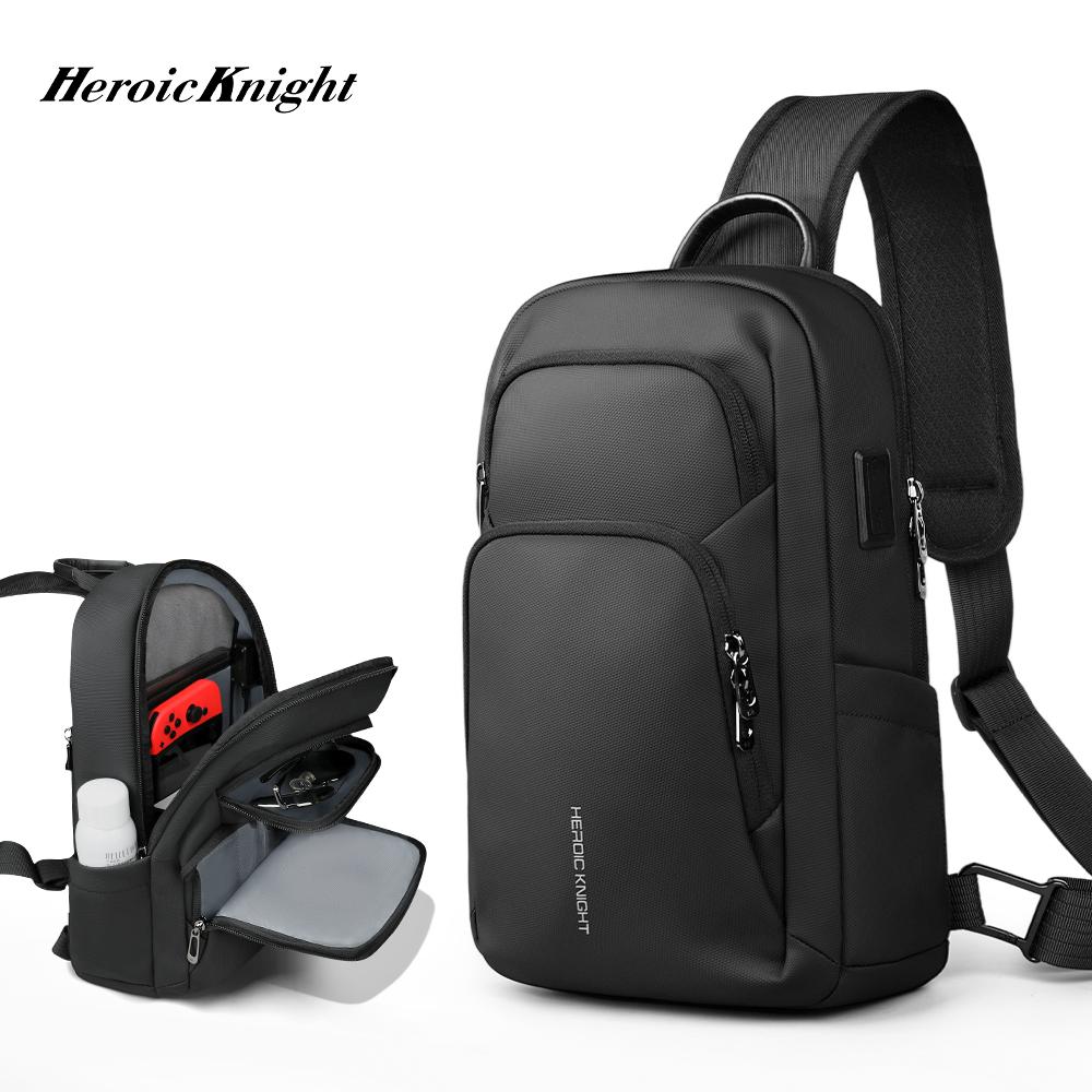 Heroic Knight Chest Bag For 7.9" Ipad Multiple Pockets Men Shoulder Bags Leisure Waterproof Short Trip Crossbody Sling Bag Pack for Male