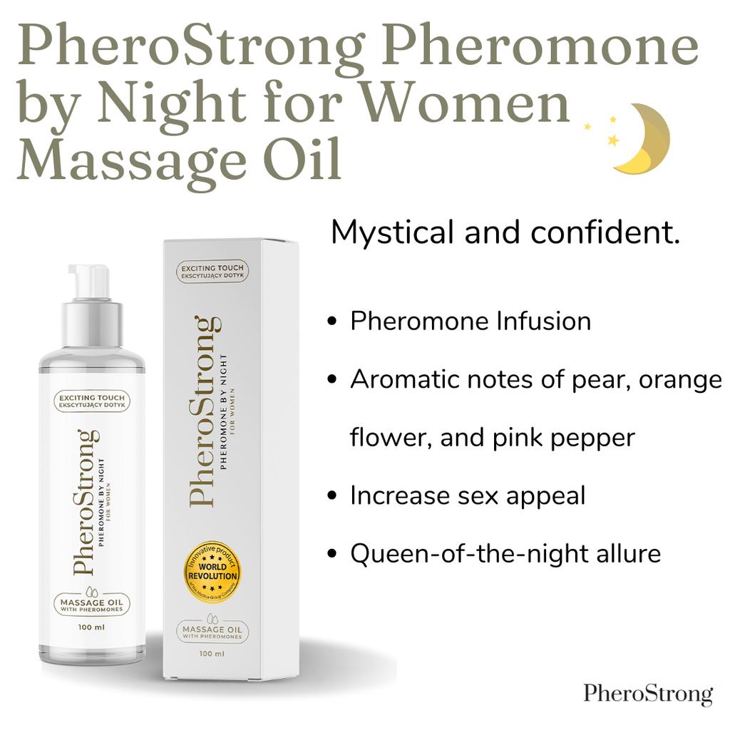 PheroStrong By Night Massageöl für Frauen – Begeistert Männer mit Pheromonen – 100 ml